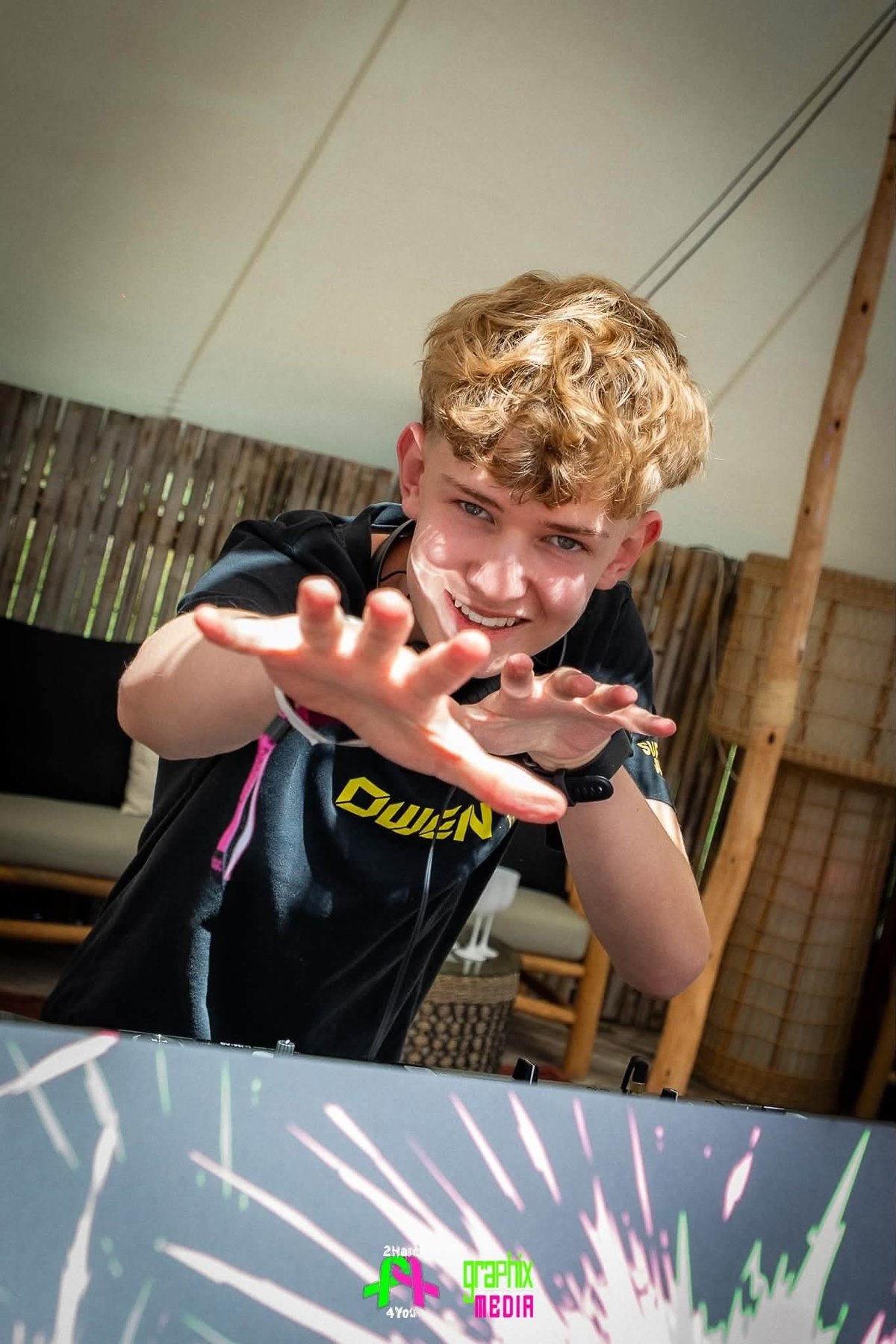 OWEN performing at a DJ booth